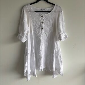 Tempo Paris white linen sun dress size‎ Small